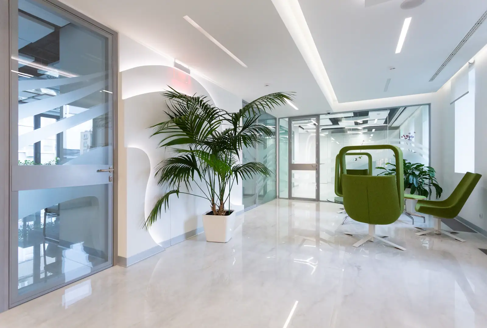 Bright, modern medical clinic lobby and waiting area